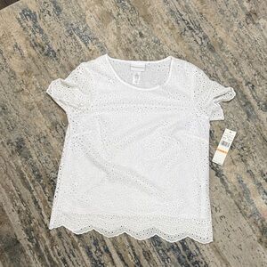 Alfred Dunner White Eyelet Blouse